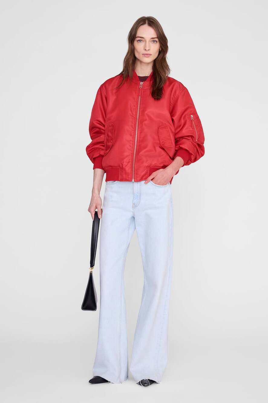 Anine Bing Leon Bomber Jacket Tango Red Size Xsmall NWT